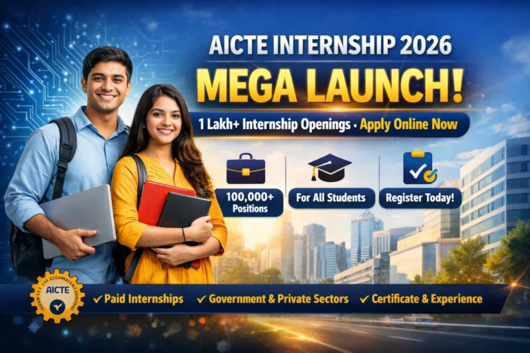 AICTE Internship Mega Launch 2026 – 1 Lakh+ Internship Openings Apply Now